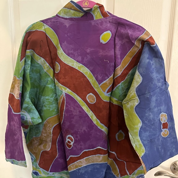 Bohemian style jacket. Beautiful multi colors. L - Picture 2 of 6